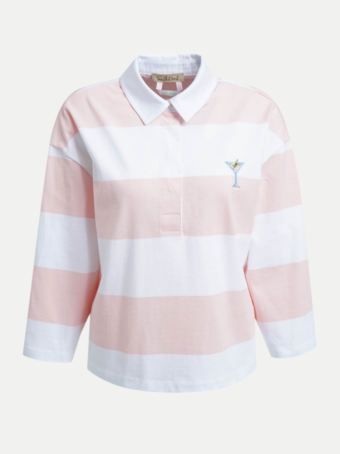 Smith & Soul BOXY CROPPED POLO T-SHIRT BLOCKSTRI bei Robert Ley