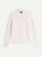 Tommy Jeans Strickpullover mit Zopfstrick-Muster YBH-WHITE bei Robert Ley