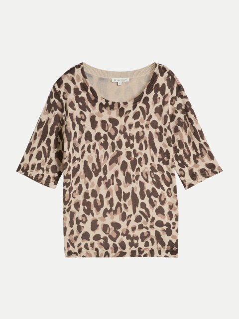 Tom Tailor Casual Kurzarm-Pullover mit Leo-Print bei Robert Ley