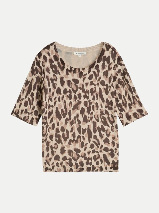Tom Tailor Casual Kurzarm-Pullover mit Leo-Print bei Robert Ley