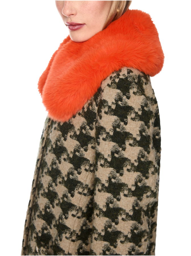 Marc Cain Hahnentritt-Mantel mit Fake-Fur-Kragen bei Robert Ley