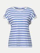 Street One Basic T-Shirt mit Streifenmuster 27319-drift blue bei Robert Ley