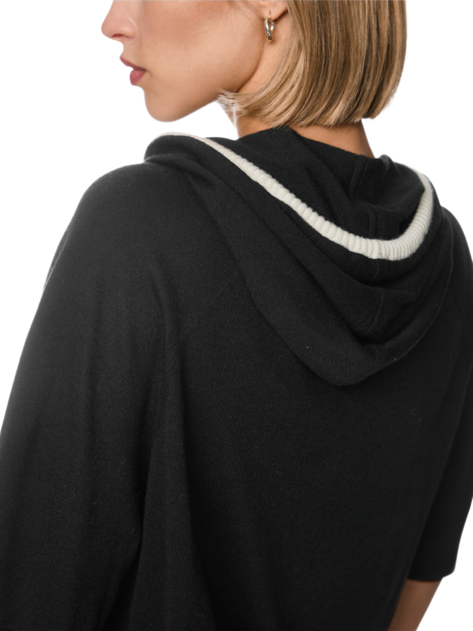 Marc Cain Feinstrick-Hoodie mit Kontrastdetails bei Robert Ley