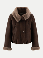 Fynch-Hatton Aviator-Jacke in Wildlederoptik mit Teddykragen 896-ESPRESSO bei Robert Ley