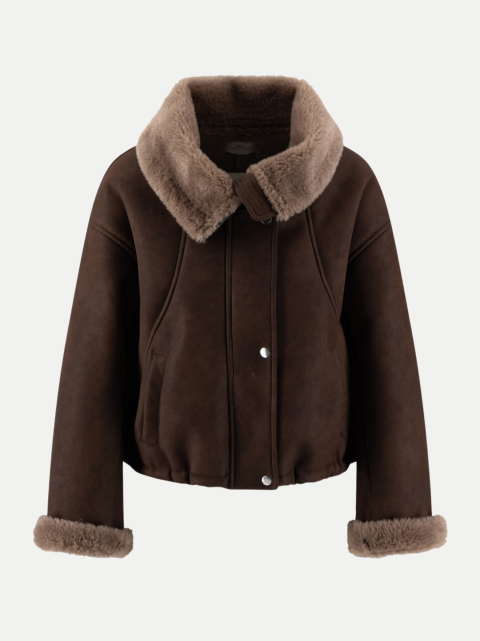 Fynch-Hatton Aviator-Jacke in Wildlederoptik mit Teddykragen bei Robert Ley