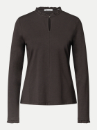 Street One Basic Langarmshirt mit Rüschen 17874-black coffee bei Robert Ley