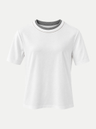 Peserico T-Shirt mit Akzent-Kragen 001 flash white bei Robert Ley