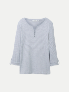 Tom Tailor Casual Langarmshirt mit Turn-Up-Funktion 26053-offwhite navy small stripe bei Robert Ley