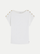 Tommy Hilfiger T-Shirt mit Knopfdetails YBL-WHITE bei Robert Ley