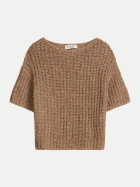 Marc O'Polo Strukturierter Kurzarm-Pullover 1972-Burnt Brown bei Robert Ley