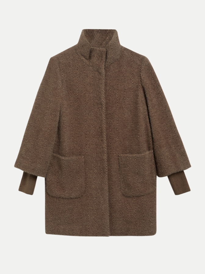 s.Oliver BLACK LABEL Mantel mit Fischgrätmuster und Stehkragen bei Robert Ley