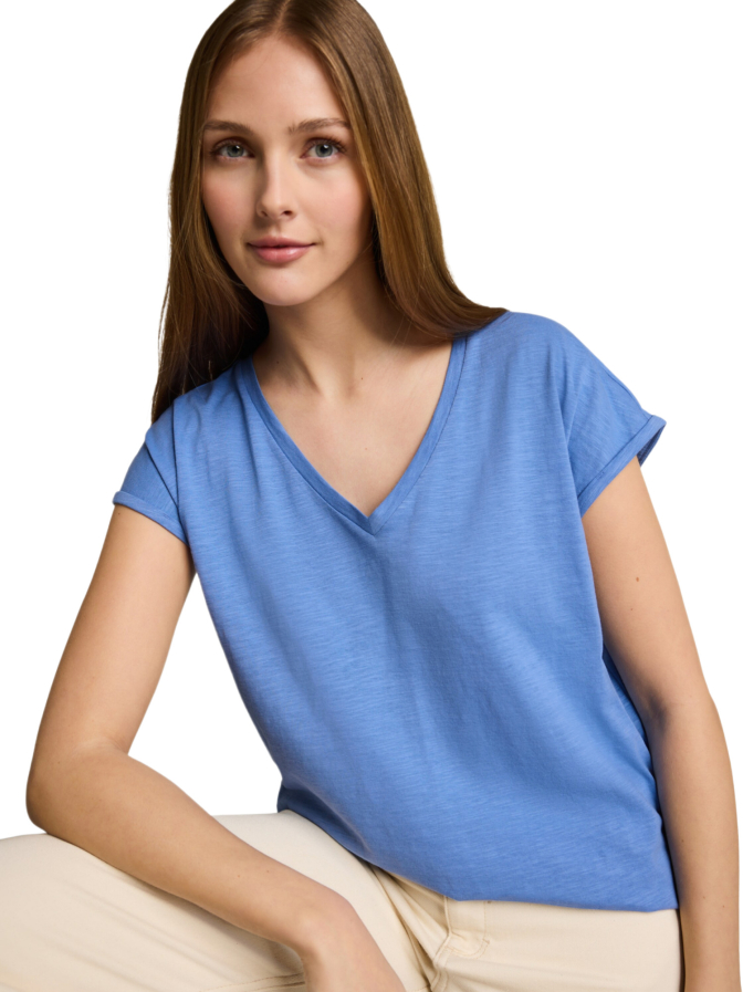 Tom Tailor Denim Basic T-Shirt mit V-Ausschnitt bei Robert Ley
