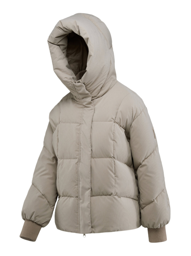 Bomboogie Kurze Daunenjacke in Samtoptik mit Streifenprint bei Robert Ley