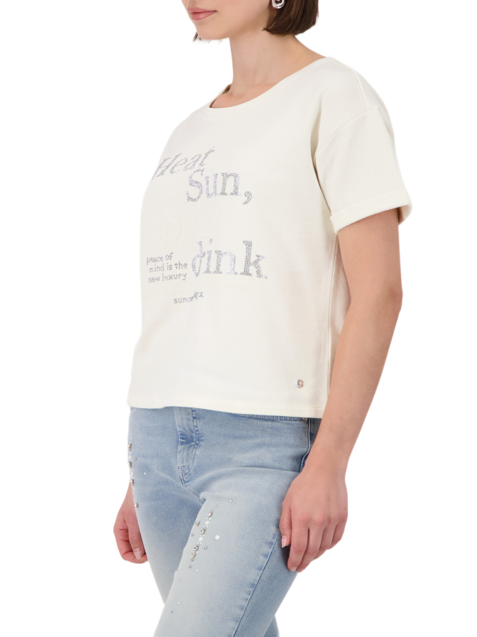 Monari Kurzarm Sweatshirt mit Schriftzug bei Robert Ley