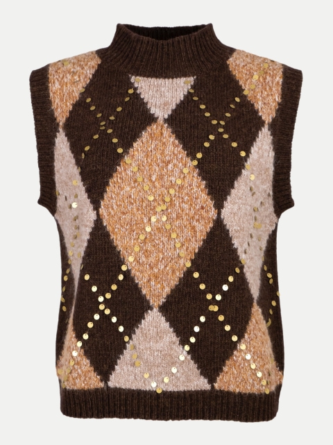 Grace Strickweste im Argyle-Muster mit Pailletten bei Robert Ley
