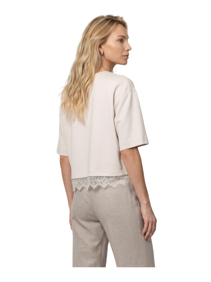 Monari Kurzarm-Sweatshirt mit Spitzenborte bei Robert Ley
