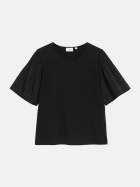 Comma T-Shirt mit Smok-Detail 9999-GREY/BLACK bei Robert Ley