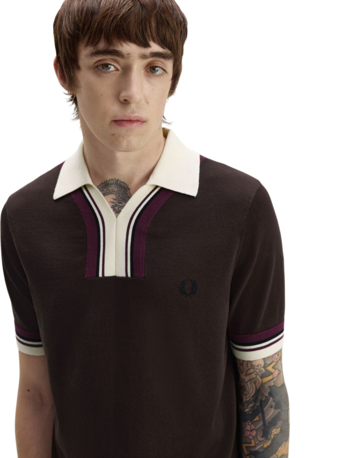 Fred Perry Strickshirt mit offenem Kragen bei Robert Ley