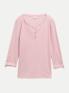 Tom Tailor Casual Langarmshirt mit Turn-Up-Funktion 39433-offwhite pink small stripe bei Robert Ley