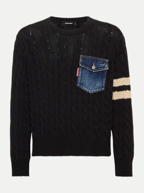 DSQUARED2 Strickpullover mit Denim-Detail bei Robert Ley