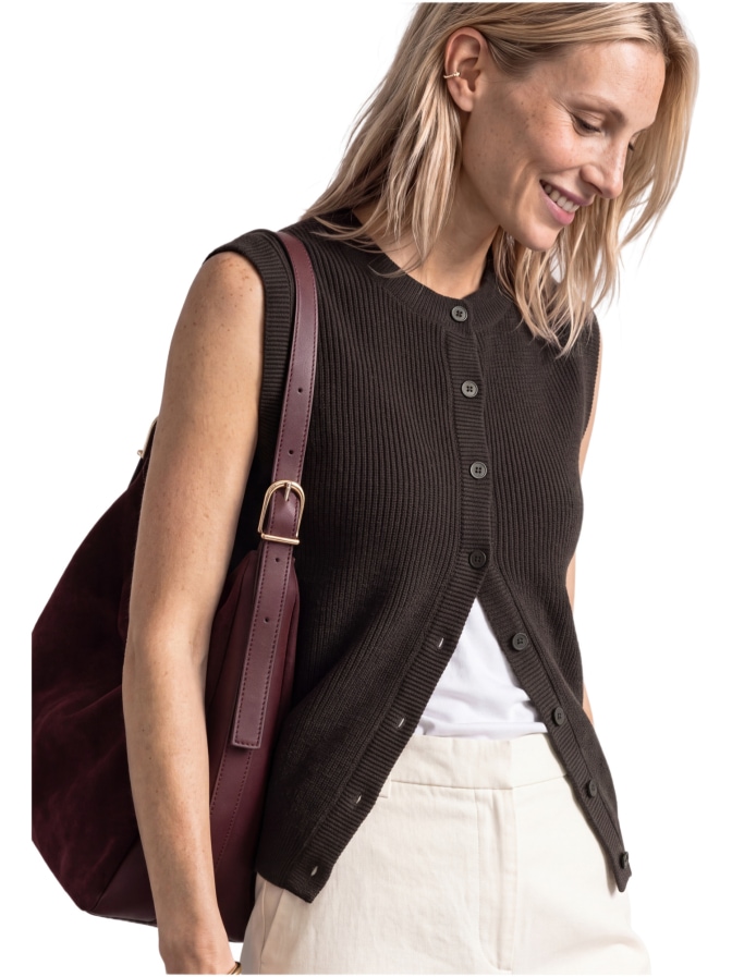 Street One LTD QR_sleeveless cardigan rib bei Robert Ley