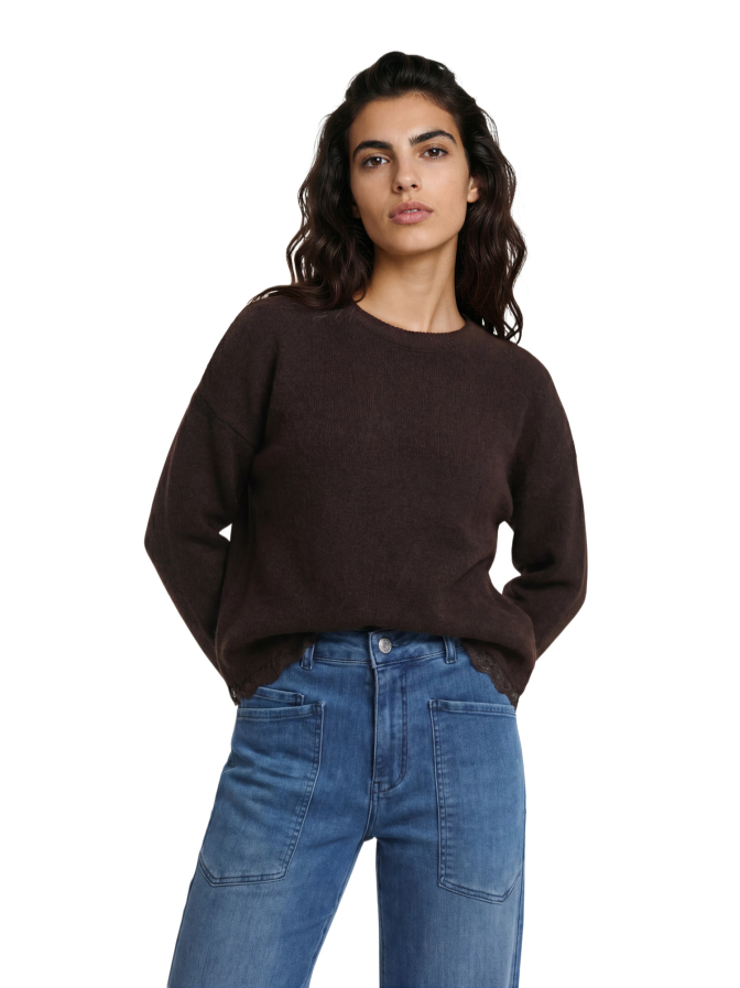 Milano Italy Feinstrickpullover mit Spitzensaum bei Robert Ley