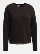 Milano Italy Feinstrickpullover mit Spitzensaum 918-MOCCA bei Robert Ley