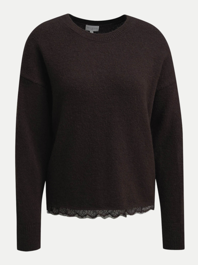 Milano Italy Feinstrickpullover mit Spitzensaum bei Robert Ley