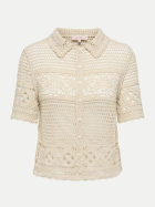 Only Kurzarm- Strickjacke in Häkeloptik 183118-Creme bei Robert Ley