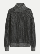 HUGO Rollkragenpullover mit Fischgrätmuster Sherborne 001-Black bei Robert Ley