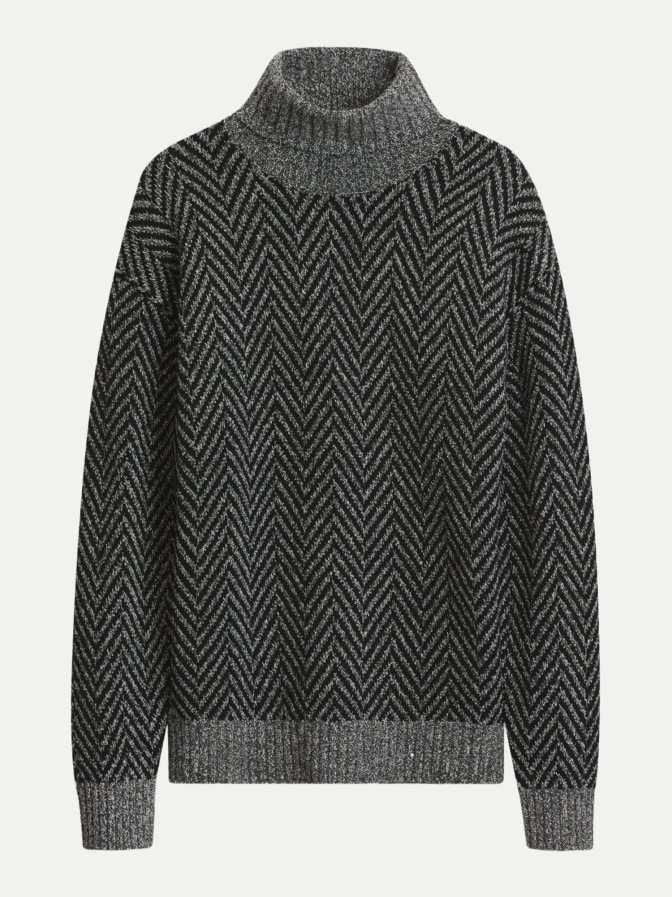 HUGO Rollkragenpullover mit Fischgrätmuster Sherborne bei Robert Ley