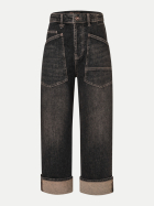 Mac Baggy Jeans Authentic D958 brown tinted black wash-Trousers MAC Ladie bei Robert Ley