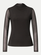Street One Shirt aus Mesh mit gerafftem Turtle Neck 27874-black coffee bei Robert Ley
