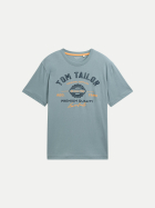 Tom Tailor Casual T-Shirt mit Logoprint 27475-grey mint bei Robert Ley
