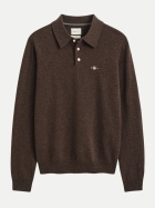 Gant Polopullover aus Lambswool 280-DK BROWN MELANGE bei Robert Ley