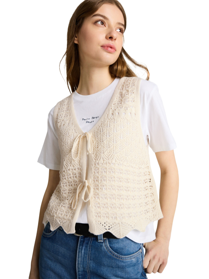 Tom Tailor Denim Gestrickte Weste mit Schleifen bei Robert Ley