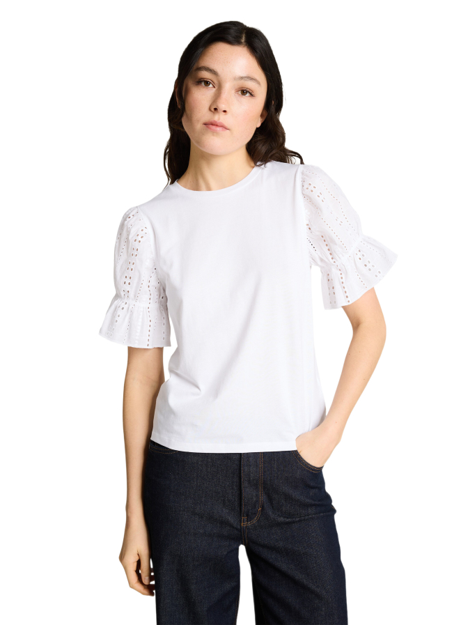 Tom Tailor Denim Loose Fit T-Shirt mit Lochstickereien bei Robert Ley