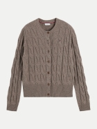 Tommy Hilfiger Slim-Fit Woll-Cardigan mit Zopfmuster HH9-BROWN bei Robert Ley