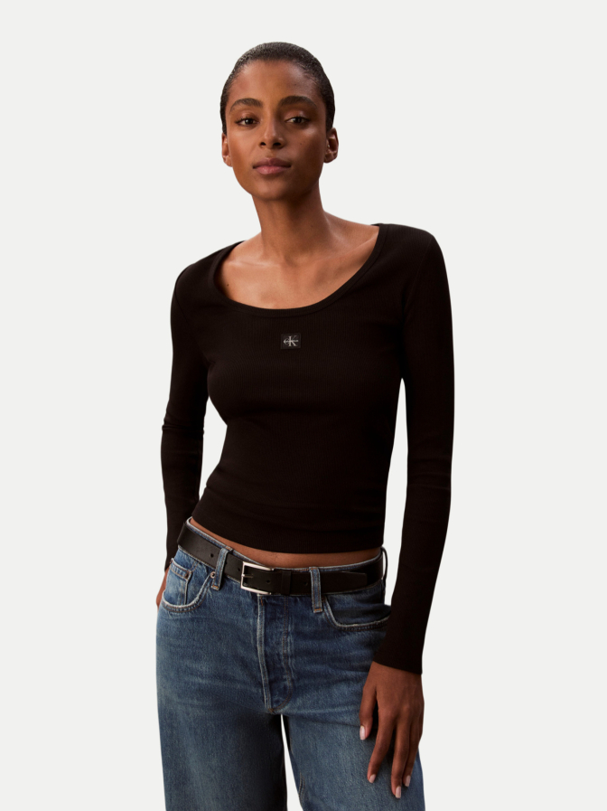 Calvin Klein Jeans Langarmshirt Woven Label bei Robert Ley