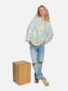 Emily Van Den Bergh Verspielte Bluse mit Palmendruck 190-pink white bei Robert Ley