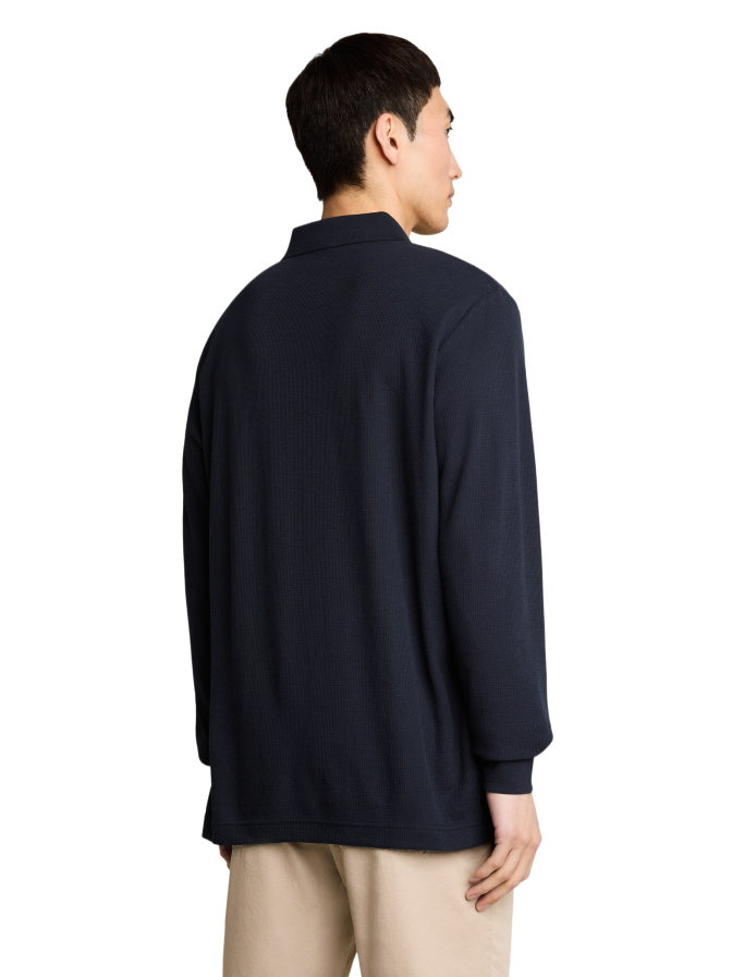 Tom Tailor Casual Langarm Poloshirt in Waffel-Optik bei Robert Ley