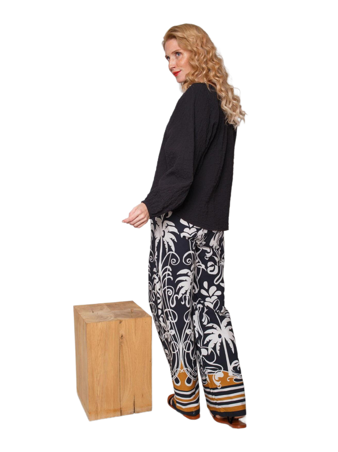 Emily Van Den Bergh Weite Hose mit Palmenprint bei Robert Ley