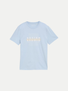 Tom Tailor Denim Basic T-Shirt mit Logo Print 13302-Light Metal Blue bei Robert Ley
