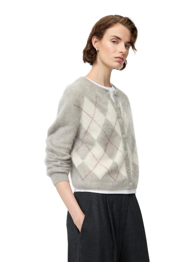 Soft Goat Kaschmir-Strickjacke mit Argyle-Muster bei Robert Ley