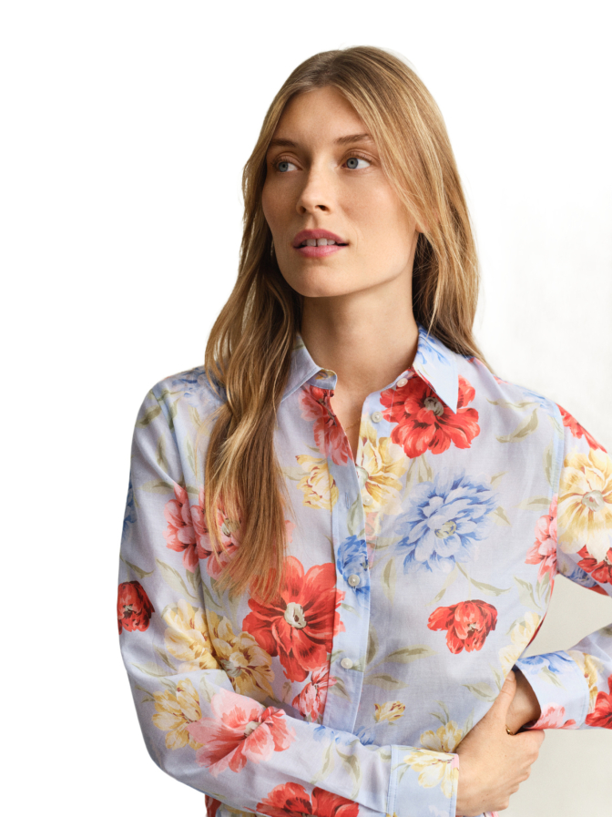 Gant Bluse mit Blumenprint aus Baumwoll-Seiden Mix bei Robert Ley