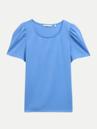 Tom Tailor Denim T-Shirt mit gerafften Ärmeln 12128-Bonnet Blue bei Robert Ley