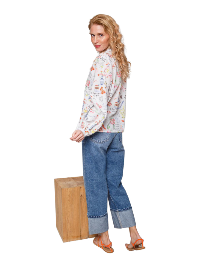 Emily Van Den Bergh Bluse mit Shopping-List-Print bei Robert Ley