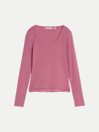 Tom Tailor Denim Langarmshirt mit Spitzen-Detail 39456-dusty berry bei Robert Ley