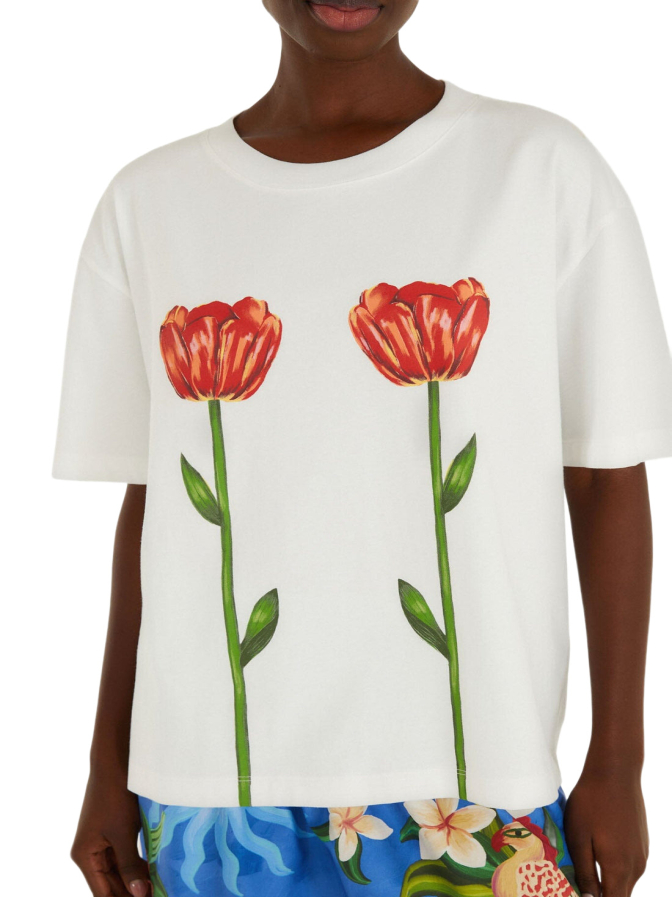 Farm Rio T-Shirt mit tropischen Rosen bei Robert Ley