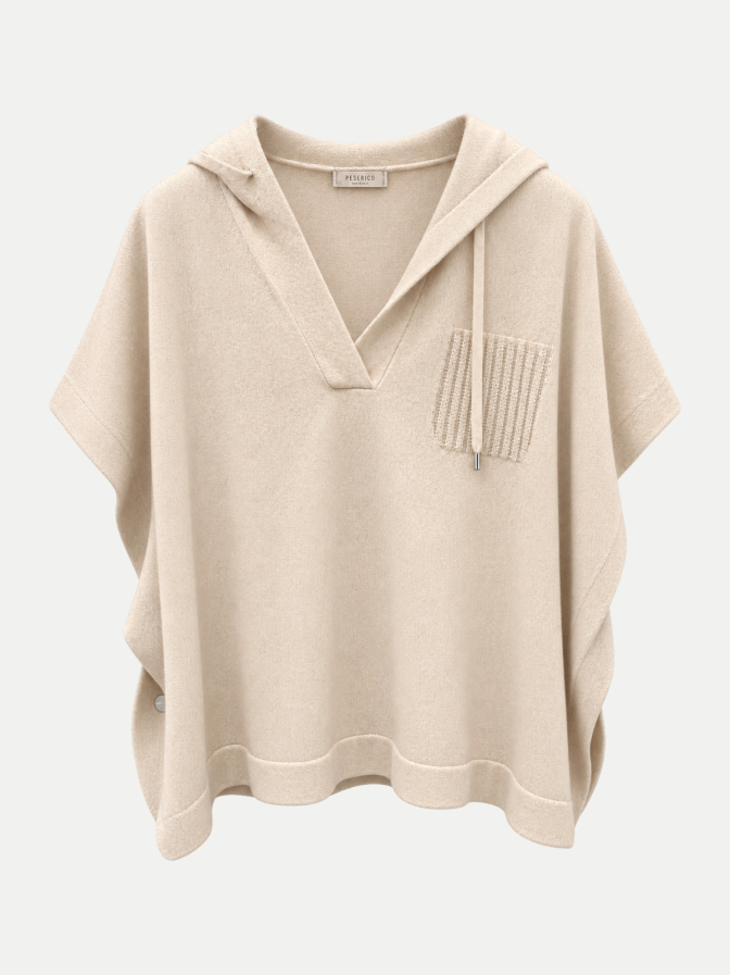Peserico Poncho-Sweatshirt aus Woll-Seide-Mix bei Robert Ley